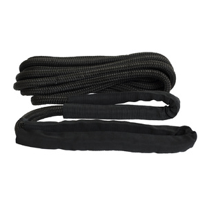 Nylon Double Braided Dock Line 20mm x 15m, black w anti-chafing sleeves