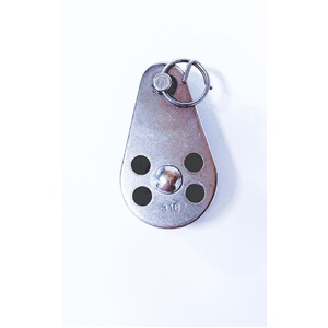 AISI 316 Single Sheave Block Pulley w Becket 25mm - 6mm rope