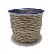 Polyester Double Braided 3mm x 20m Spool - White w Red/Yellow