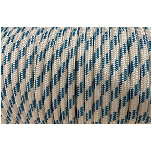 Polyester Double Braided Rope 8mm x 100m, White/Blue Fleck