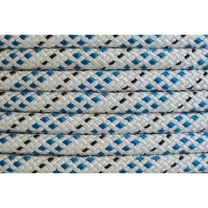 Polyester Double Braided Rope 10mm x 1m, White/Blue Fleck