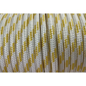 Polyester Double Braided Rope 10mm x 100m, White/Yellow Fleck