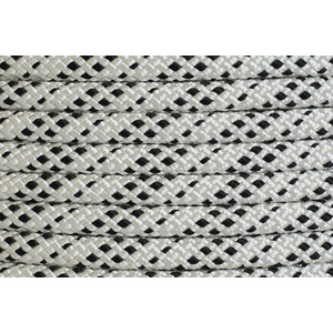Polyester Double Braided Rope 12mm x 1m, White/Black Fleck