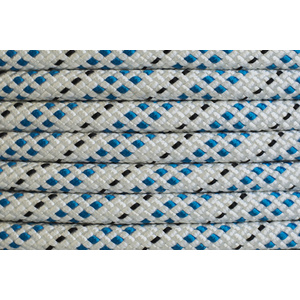 Polyester Double Braided Rope 12mm x 100m, White/Blue Fleck