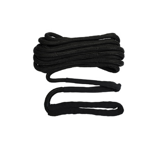 Nylon Double Braided Dock Line 14mm x 9m, black w anti-chafing sleeves