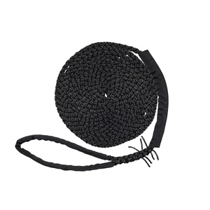 Polyester 8 Strand Dock Line 20mm x 10m, black w anti-chafing sleeves