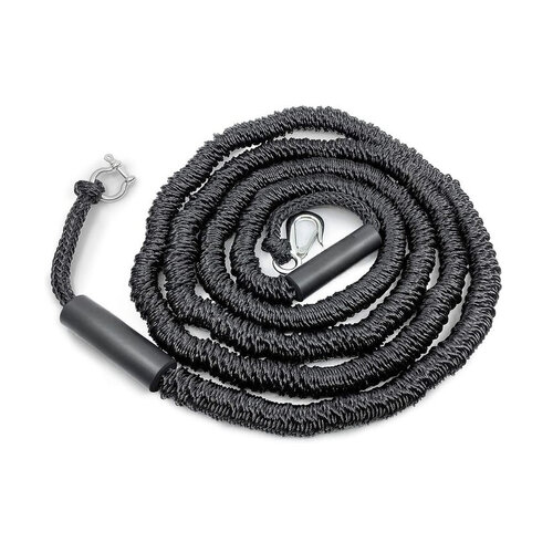 The Proceans Anchor Buddy (7 to 25 ft) is a bungee style rope with shackle and snap hook at either end. It has  soft black protective sheaths at either ends, makes mooring on a beach super simple without damaging your hull.
