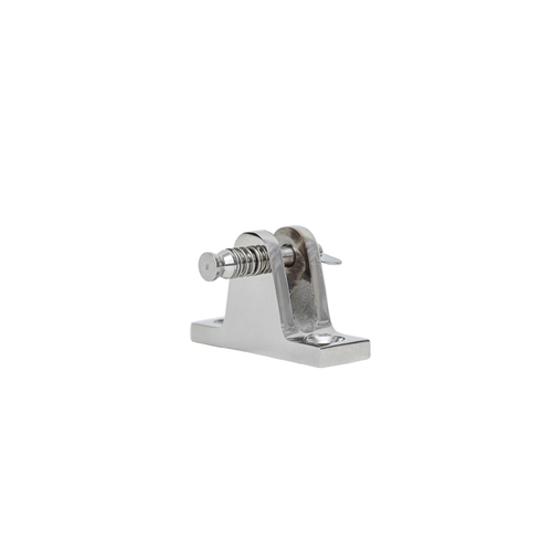 The Proceans AISI 316 Straight Deck Hinge 90 Degrees w Toggle is a marine-grade stainless steel hinge with a flat base, two screw holes, visible spring mechanism, and locking pin for securing doors or panels.